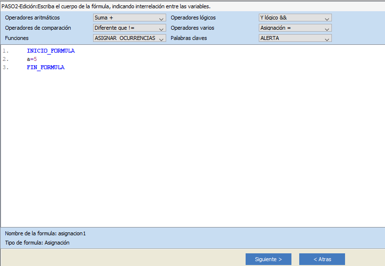 Segundo caso de asignación en lenguaje STORM