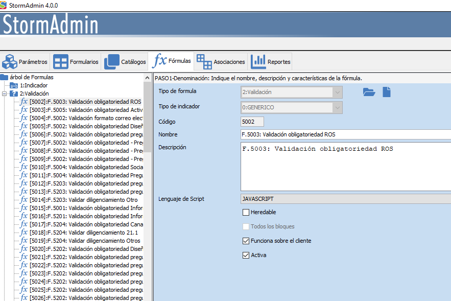 Fórmula definida para ejecución local