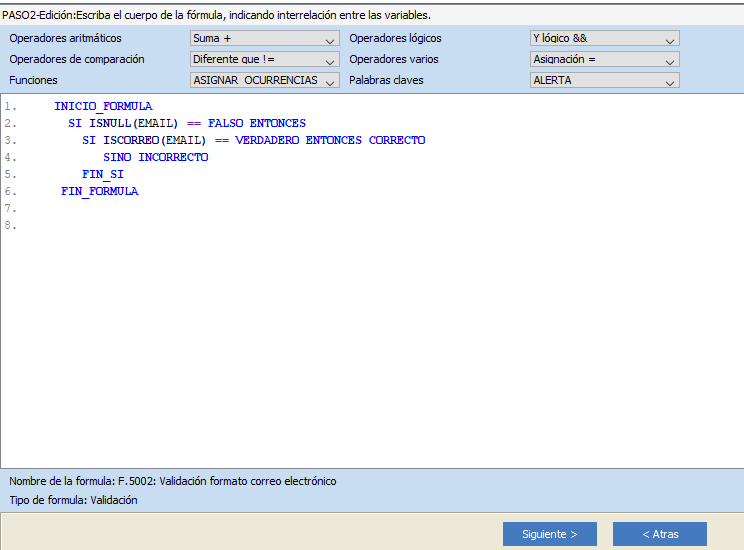 Primer caso de validación en lenguaje STORM