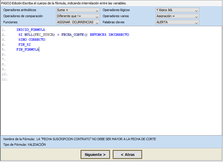 Tercer caso de validación en lenguaje STORM